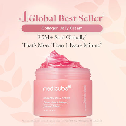 HOTmedicube Jelly Cream with Collagen & Niacinamide, 3.71 fl.oz | Freeze-Dried Hydrolyzed Collagen for Skin Barrier Hydration & 24H Glow - Plumper, Firmer looking skin, 3.71 fl.oz