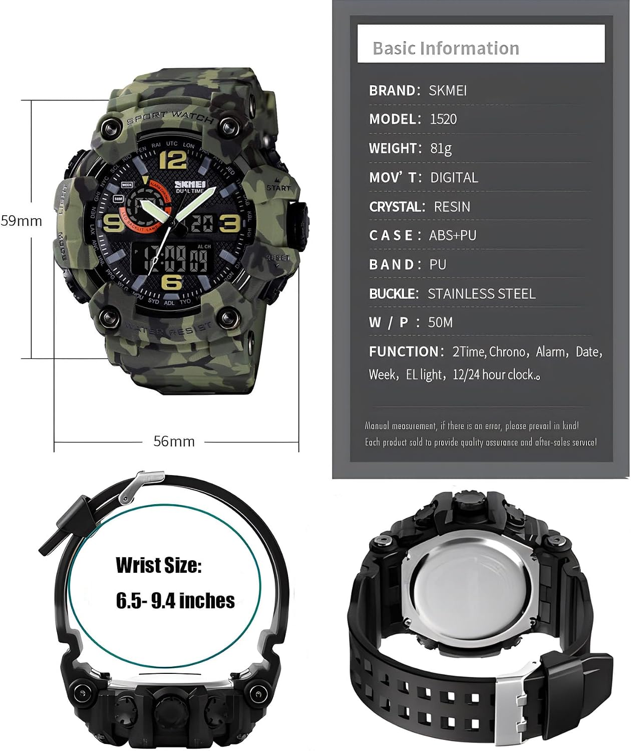 HOTGosasa Men's Large Face Outdoor Sports Watches Military S-Shock Watch Waterproof, Backlight, Alarm, Stopwatch Features - Rugged Wristwatch for Training, Hiking, and Adventure