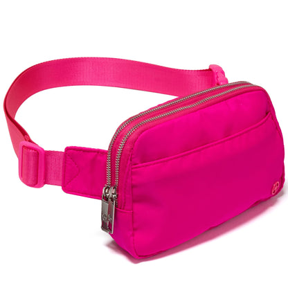HOTPander Everywhere Belt Bag for Women, 5 Zipper Pockets Nylon Crossbody Fanny Pack Purse (Black)