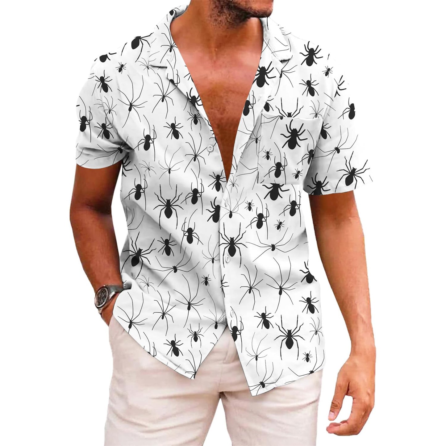 HOTKYKU Funky Hawaiian Shirt for Men Palm Beach Shirts Tropical Vacation Clothes