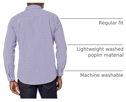 HOTAmazon Essentials Men's Regular-Fit Long-Sleeve Casual Poplin Shirt, Button Front, Business Casual, Collared