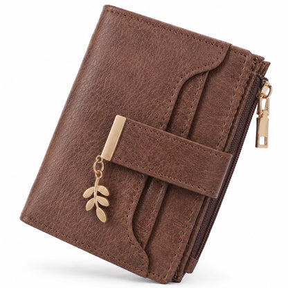 HOTGOIACII Small Wallets for Women RFID Blocking Card Holder Wallet Blue | Bifold Card Wallet, Leather Small Purse, Vegan Leather, Zipper Coin Pocket, Cute Women's Wallet