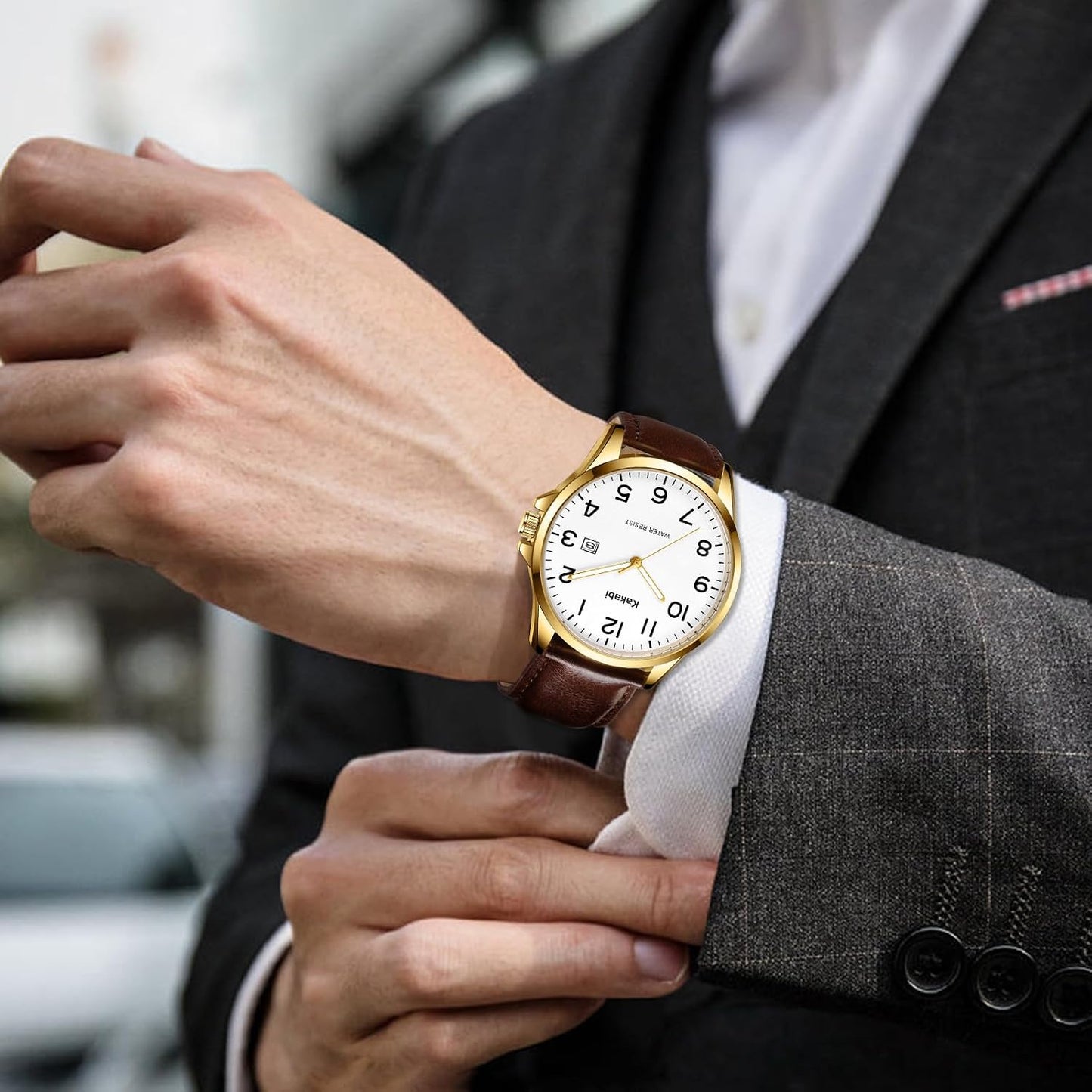 HOTWatch for Men, Fashion Minimalist Wrist Watch Waterproof Quartz Analog Date with Leather Strap