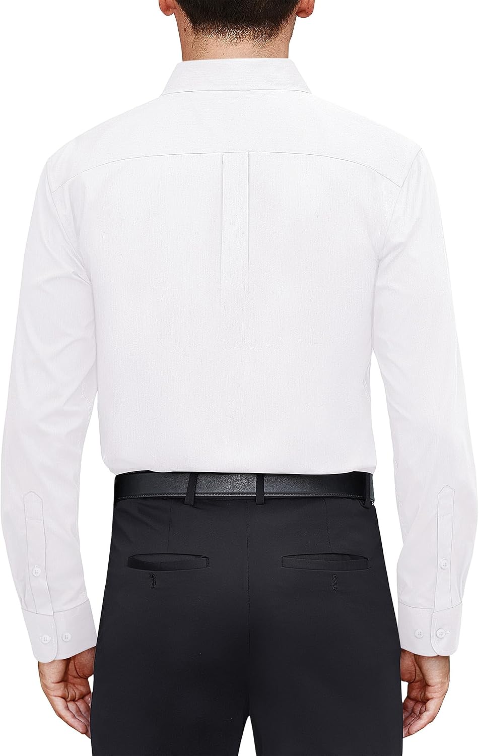 HOTJ.VER Men's Dress Shirts Stretch Stain Shield Long Sleeve Solid Formal Shirt Business Casual Button Down Shirts