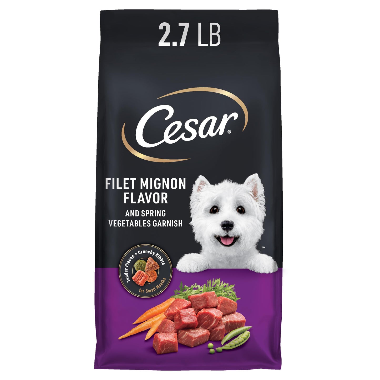 HOTCesar Small Breed Dry Dog Food, Filet Mignon & Spring Vegetables, 12 lb | Made in USA, Real beef #1 ingredient, 26 essential nutrients, supports small breed health, no artificial flavors