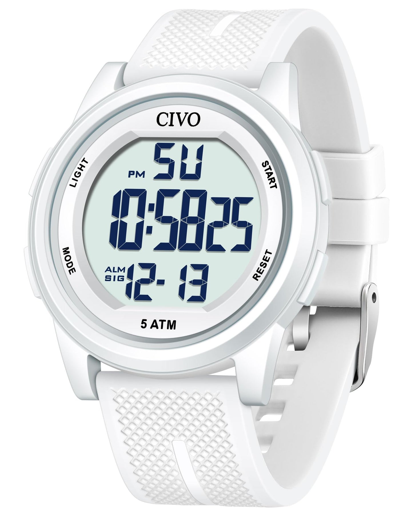 HOTCIVO Digital Watches for Women Men: Waterproof Large Dial Sports Watch 44mm | Ultra-Thin Soft Silicone Wrist Watch with Stopwatch and Alarm for Outdoor Enthusiasts - Running & Camping