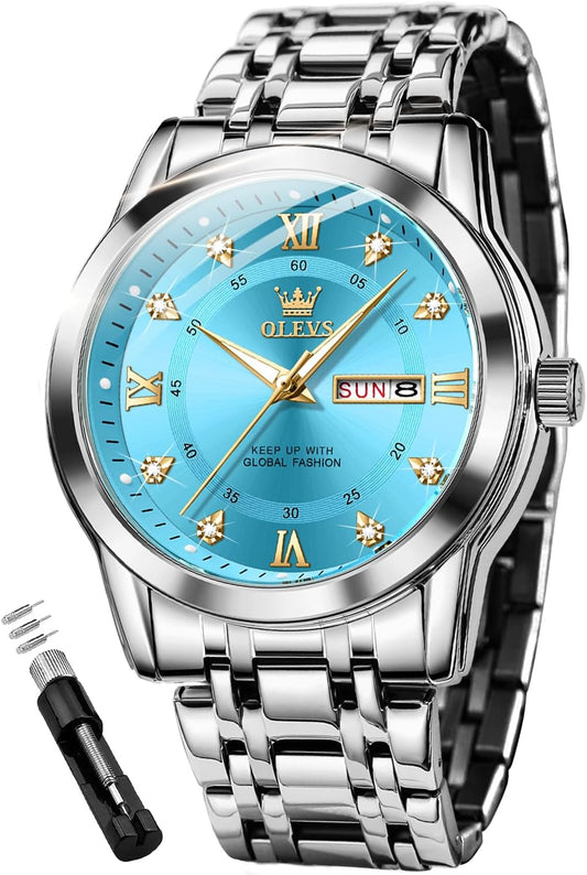 HOTOLEVS Watch for Men Skeleton Business Dress Stainless Steel Waterproof Luminous Mens Wrist Watch