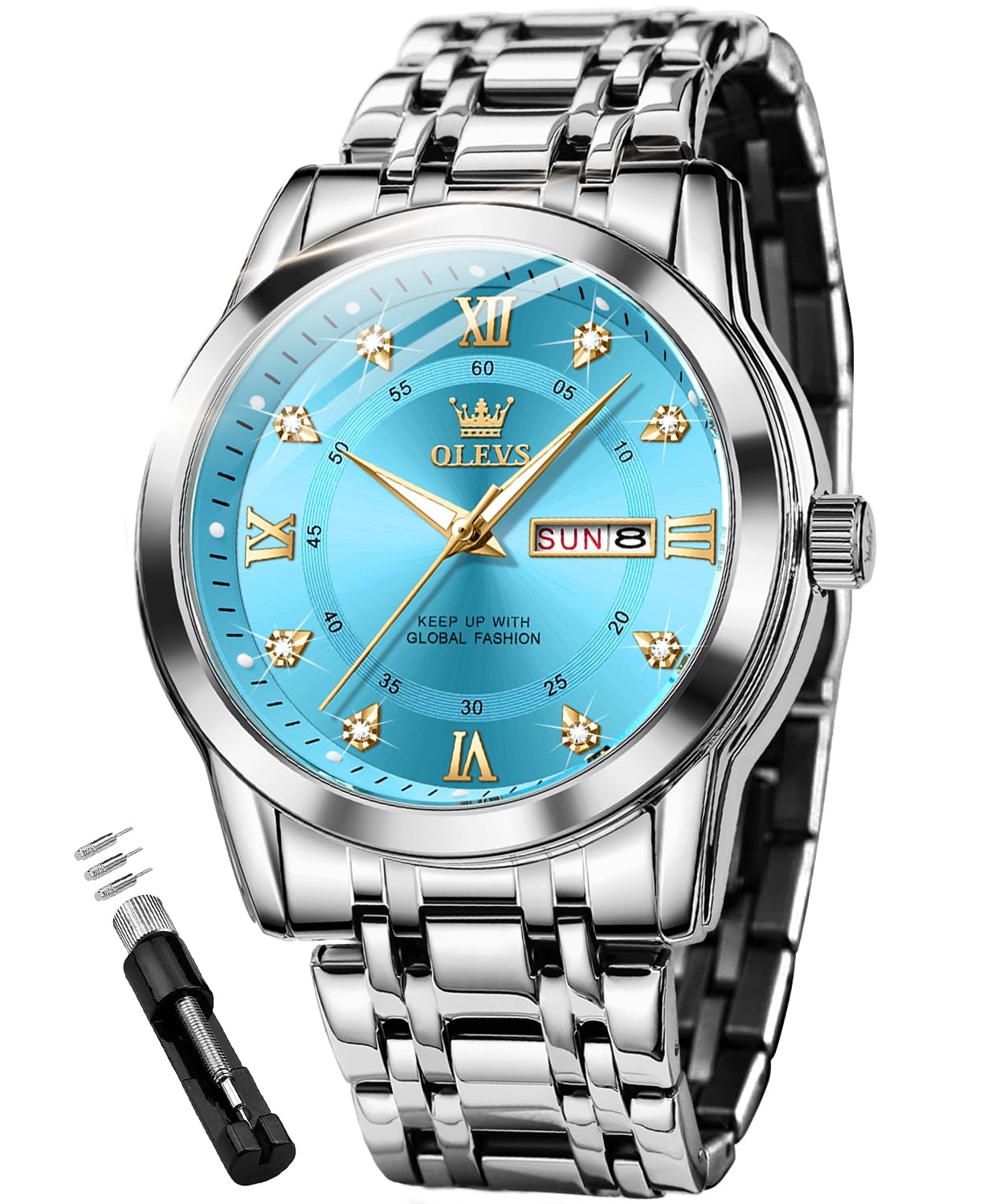 HOTOLEVS Watch for Men Skeleton Business Dress Stainless Steel Waterproof Luminous Mens Wrist Watch