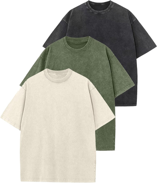 HOTArssm Men Oversized T Shirts Vintage Tee Loose Fit Short Sleeve Casual Streetwear Baggy Washed Unisex Tops