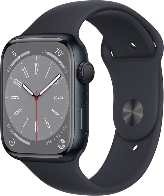 HOTApple Watch Series 8 (GPS, 45mm) Midnight Aluminum Case with Midnight Sport Band (Renewed Premium)