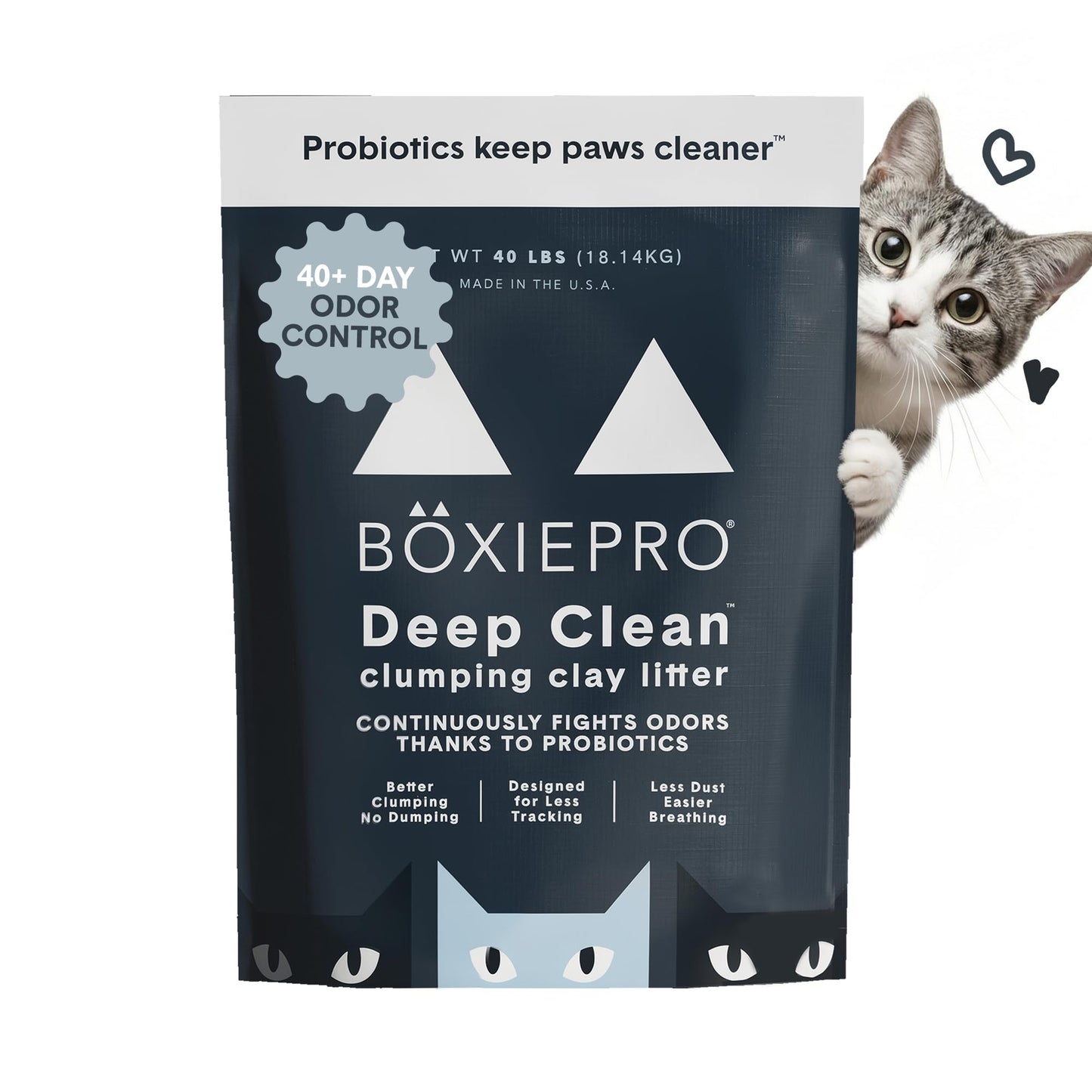 HOTBoxie Probiotic Clumping Cat Litter 40+ Day Odor Control Dust Free 40 lb