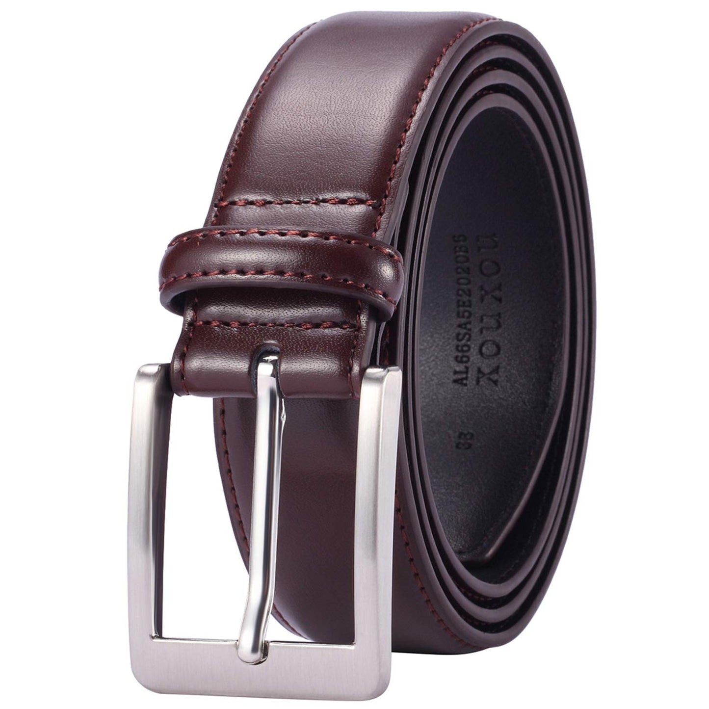 HOTXOUXOU Men's Casual Leather Jeans Belts Classic Work Business Dress Belt with Prong Buckle for Men