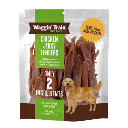 HOTWaggin' Train Chicken Jerky Dog Treats, Made with 100% Real Chicken Breasts, Only Two All-Natural Ingredients, Great High Protein Dog Treat, Easily Digestible for Big or Small Dogs, 30 oz. Pouch