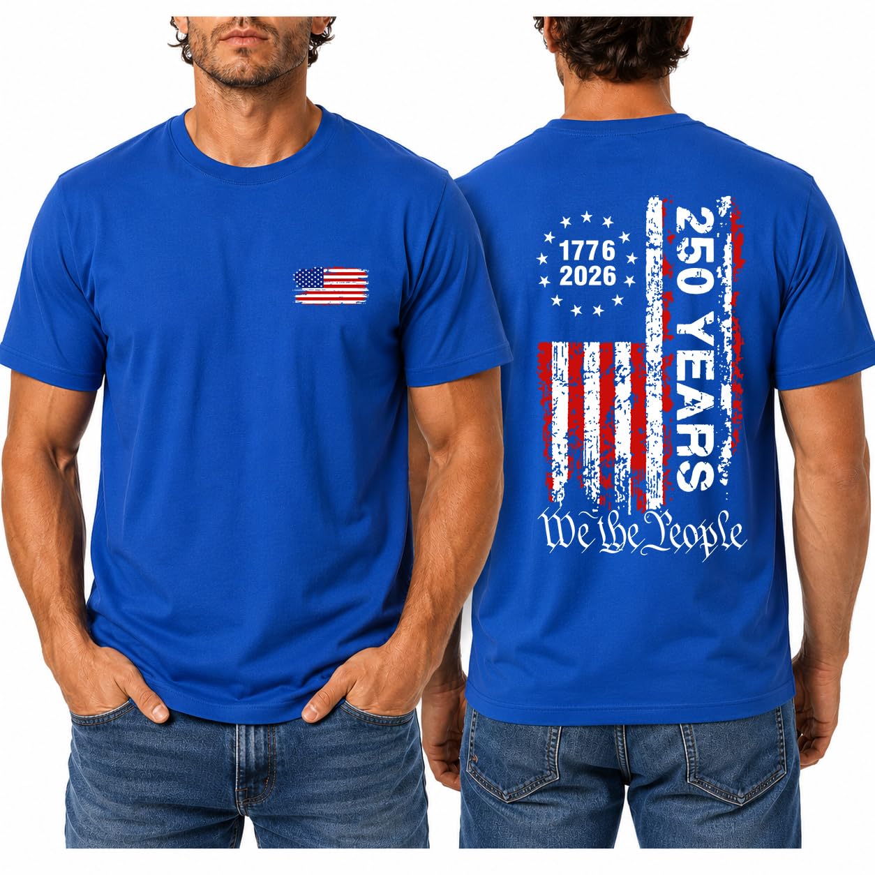 HOTMen's America 250 Shirt Patriotic USA Flag Graphic T Shirt We The People 1776 2026 Vintage Fourth of July Tee