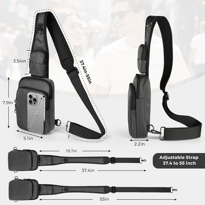 HOTVADOO Sling Bag, Crossbody Bag with Zipper Lock, RFID Blocking & Water Resistant for Men and Women