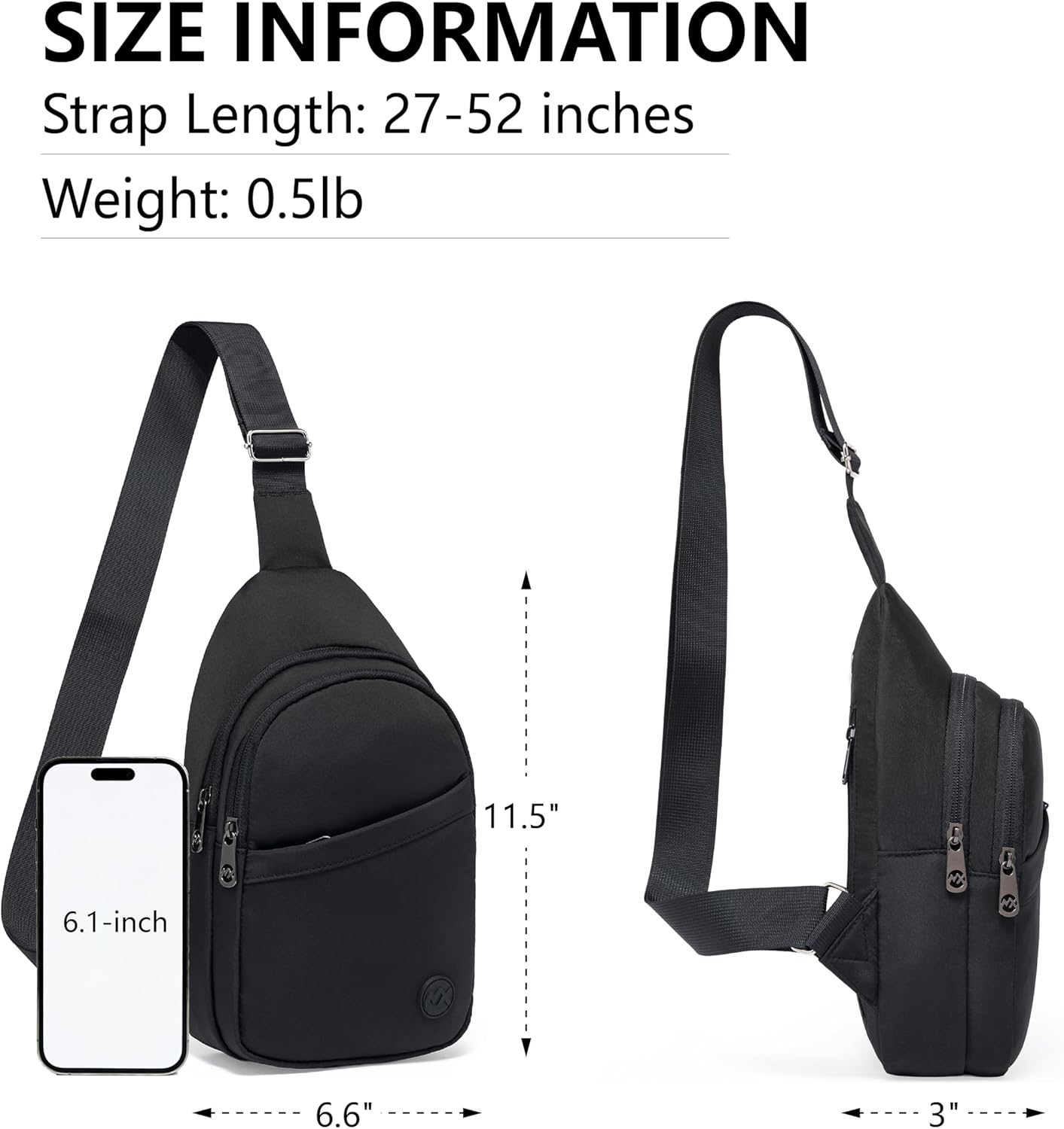 HOTMAXTOP Crossbody Bags for Women Men Lightweight Sling Bag Fanny Packs for Travel Casual Outdoors Gifts for Family Black