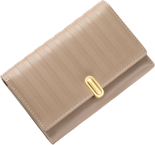 HOTGOIACII Wallets for Women Small Leather Purse Card Holder Wallet Khaki | Small Women's Wallets, Ladies Purse, Credit Card Holder, Zipper Coin Pocket, Compact Size, Vintage Wallet