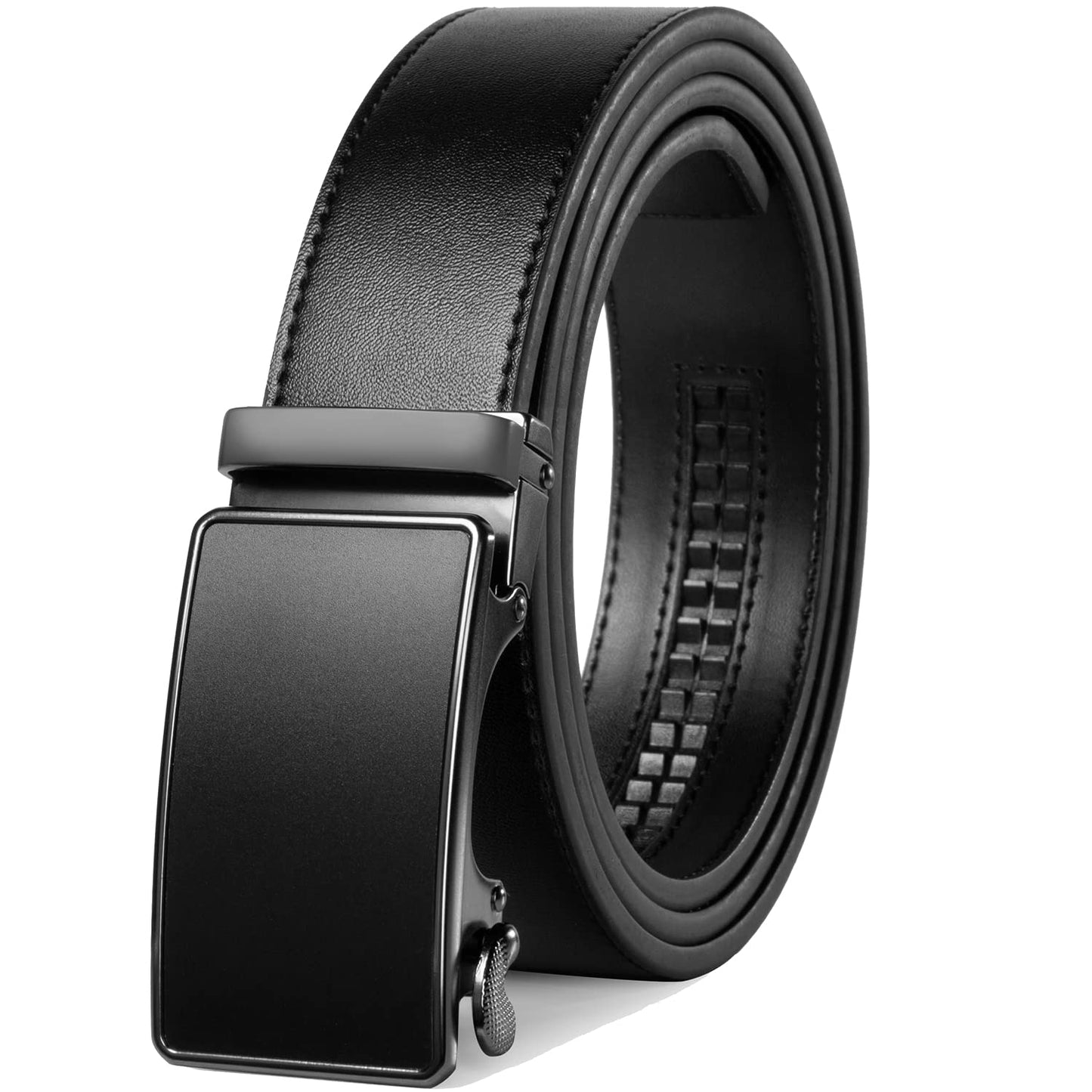 HOTFounders & C Men's Ratchet Belt 1 3/8",Leather Dress Belt Adjustable with Click Sliding Buckle Trim to Exact Fit