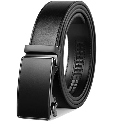 HOTFounders & C Men's Ratchet Belt 1 3/8",Leather Dress Belt Adjustable with Click Sliding Buckle Trim to Exact Fit