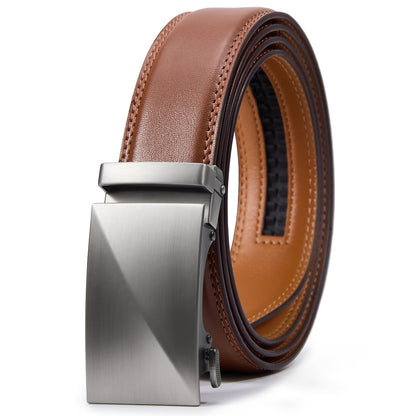 HOTVATAN Men's Belt Leather Ratchet Belt for Men Dress Casual Every Day with Adjustable Buckle, Trim to Fit