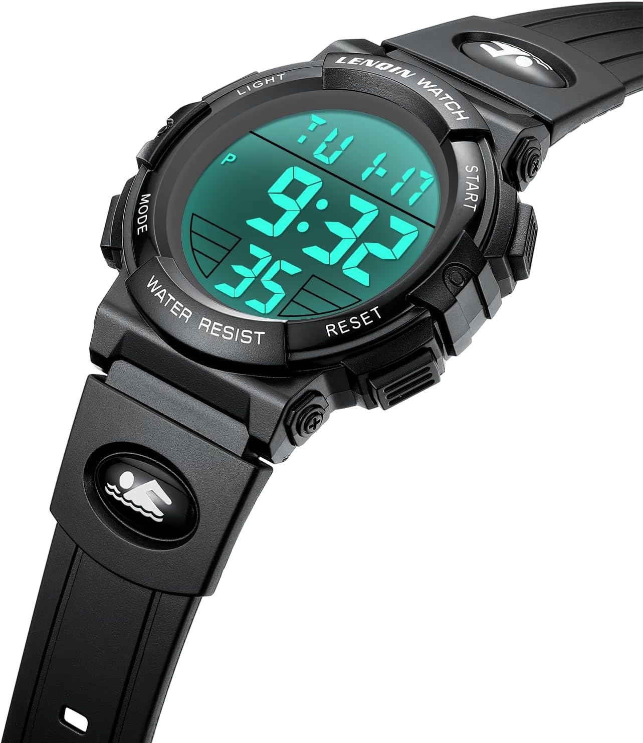 HOTLN LENQIN Mens Watches Digital Watch Sports Watches for Men Waterproof Wrist Watch with LED Screen Large Face Back Light Alarm Date Stopwatch Military Tactical Watch