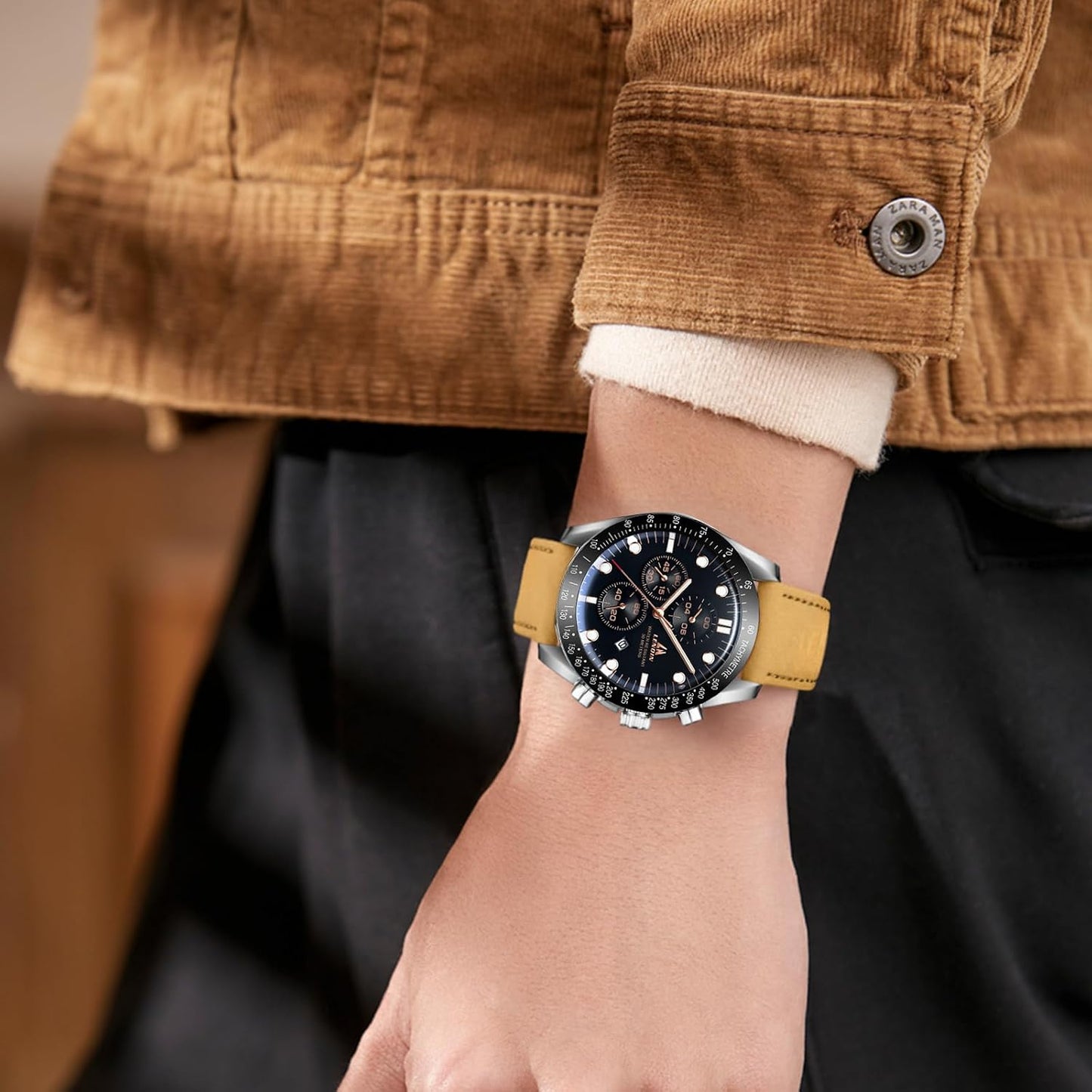 HOTLN LENQIN Mens Watches Leather Watch Analog Quartz Watch for Men Luminous Luxury Fashion Business Casual 30M Waterproof Men's Wrist Watches with Date