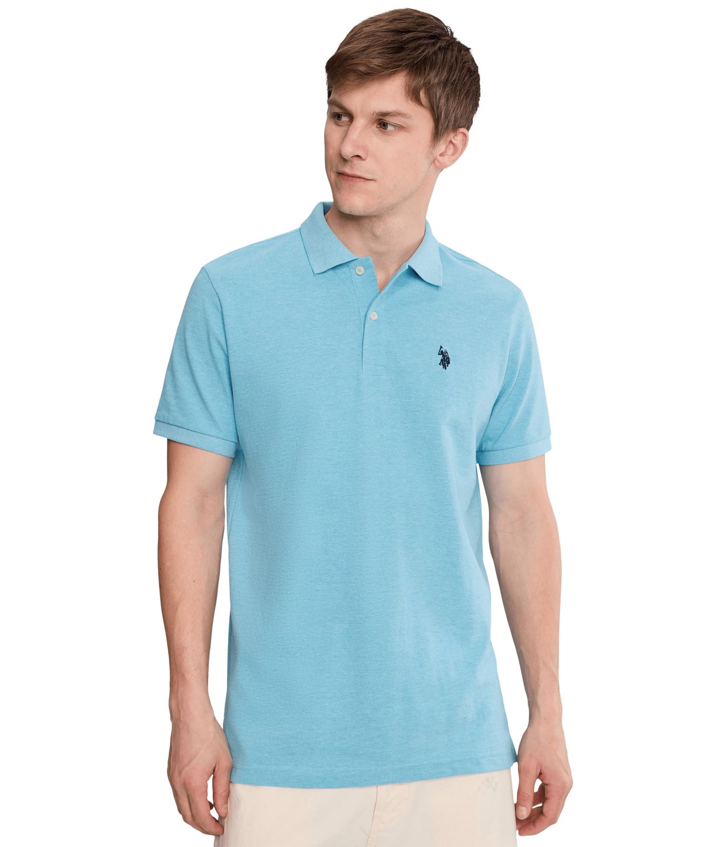 HOTU.S. Polo Assn. Men's Classic Polo Shirt, Two-Button Closure Pique Polo Shirt, Summer Fashion Golf Shirt | Two-Button Closure Pique Polo Shirt, Summer Fashion Golf Shirt