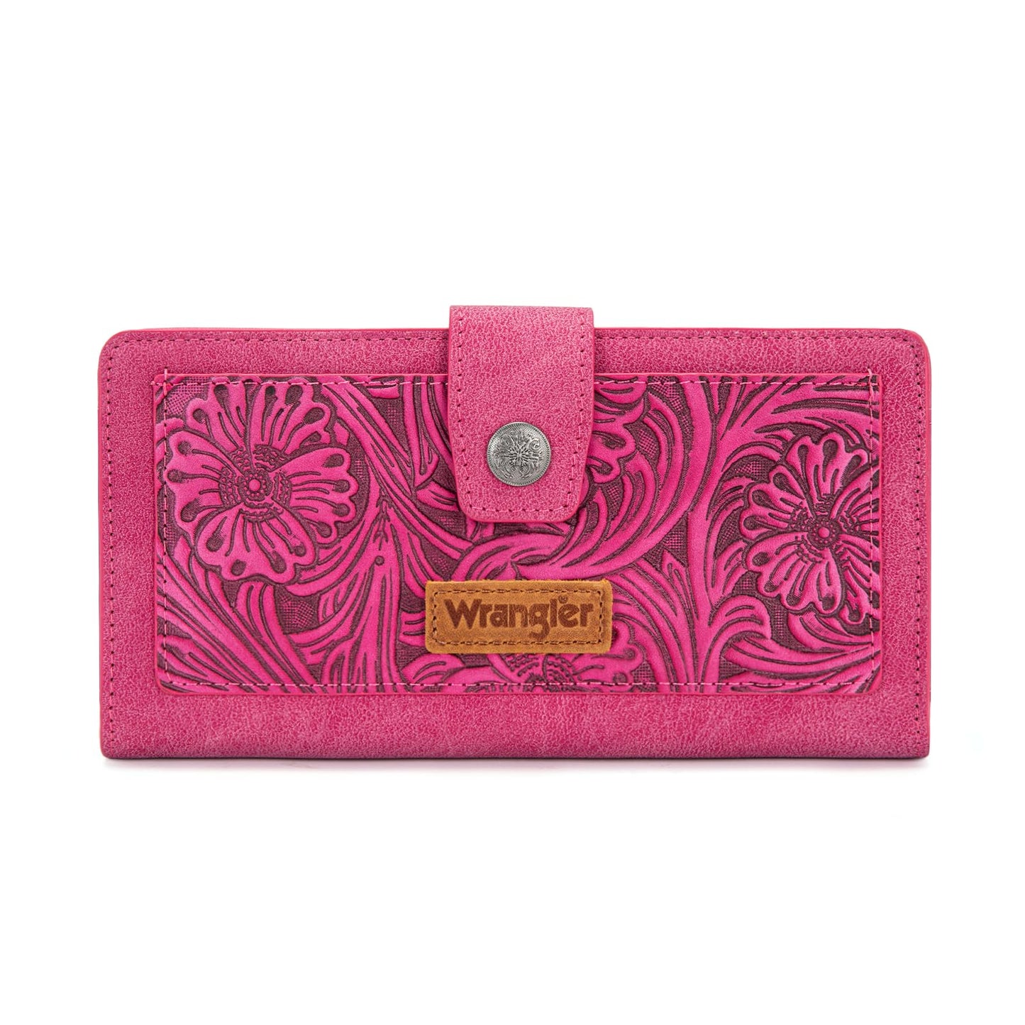 HOTMontana West X Wrangler Large Womens Wallet Western Tooling Flower Wallets, Card Cases & Money Organizers Bifold Card Cash Phone Wallet Ladies Female Travel Clutch Wallets with RFID Lining