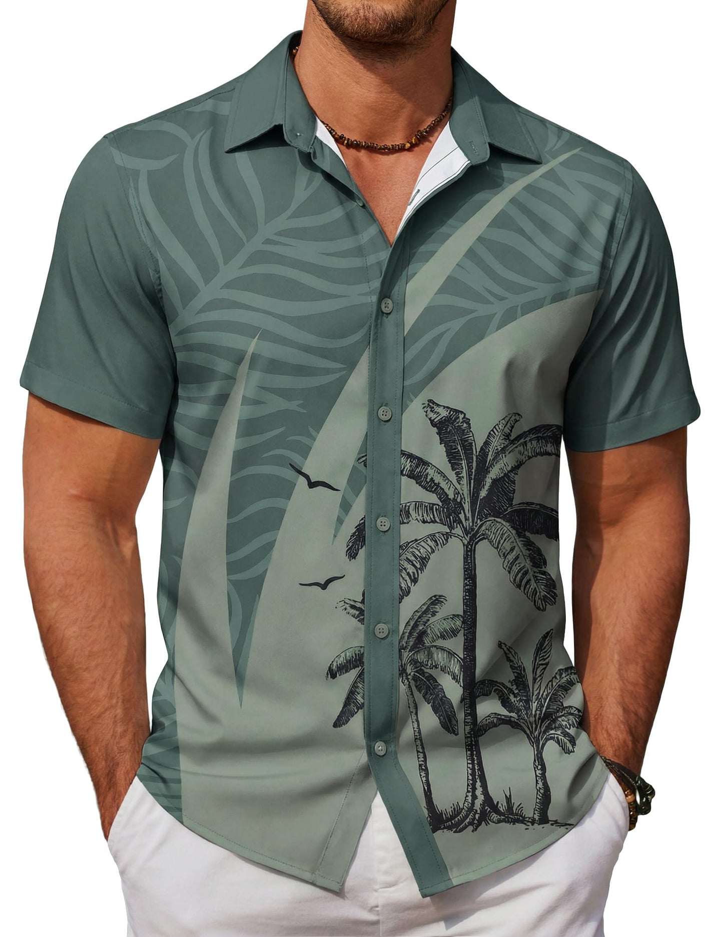 HOTCOOFANDY Mens Hawaiian Shirts Short Sleeve Button Down Aloha Shirt Casual Beach Clothes