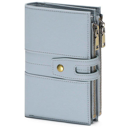 HOTGAEKEAO Wallets for Women Leather RFID Blocking Bifold Double Zipper Pockets Wallet Card Case Purse with 4 ID Windows