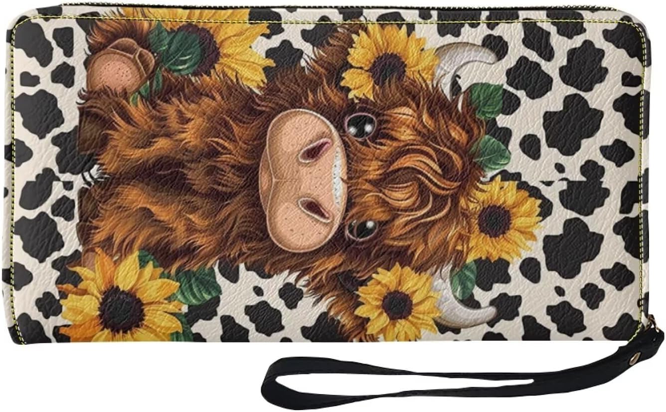 HOTSunflower Wallet for Women Around Zipper Long Purse Travel Clutch Bag