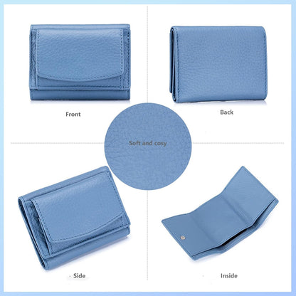 HOTGenuine Leather RFID Blocking Card Holder Organizer Pocket Mini Wallet, 2024 New Preliminary Wallet With Coin Pouch, Womens Genuine Leather Wallet, for Family Folding Mini Wallet (C-Light Purple)