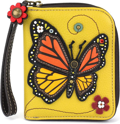 HOTCHALA Zip Around Wallet, Wristlet, 8 Credit Card Slots, Sturdy Pu Leather - Frog - Turquoise