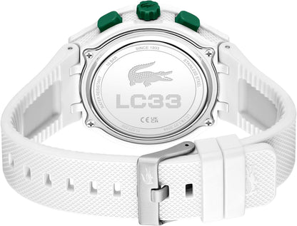 HOTLacoste LC33 Men’s Analog-Digital Quartz Watch - Silicone Strap with Crocodile Texture, TR90 Octagonal Case, Alarm, Chronograph and Calendar -Bold, Sporty Timepiece