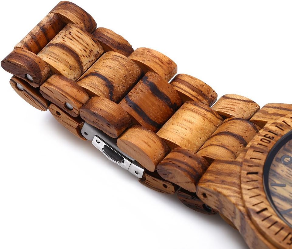 HOTBEWELL ZS-W086B Wooden Watch Men Gifts Handmade Date Display Quartz Movement Analog Lightweight Wood Wrist Watches