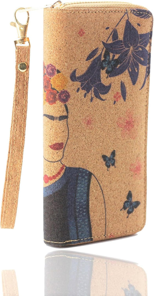 HOTFrida Kahlo Cork Vegan Wristlet Wallet Mexican Art Design