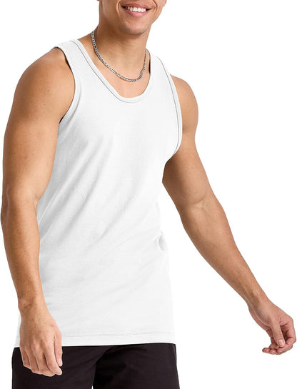 HOTHanes Men's Essentials Tank Top Pack, Midweight Cotton Tanks, Sleeveless Shirts, 3-Pack