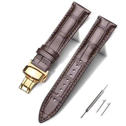 HOTEACHE Croco Design Leather Watch Bands for Men Women,Quick Release Strap with Butterfly Deployment Buckle 18mm 19mm 20mm 21mm 22mm 23mm 24mm