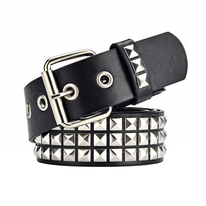 HOTStudded Belt, Metal Punk Rock Rivet Belt with Bright Pyramid Studded for Women Men