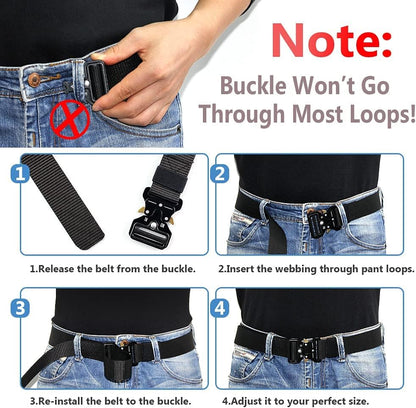 HOTTactical Belt Men 4 Pack, Compass Military Nylon Web Belt, Heavy Duty Belt Quick Release Metal Buckle Riggers Belt