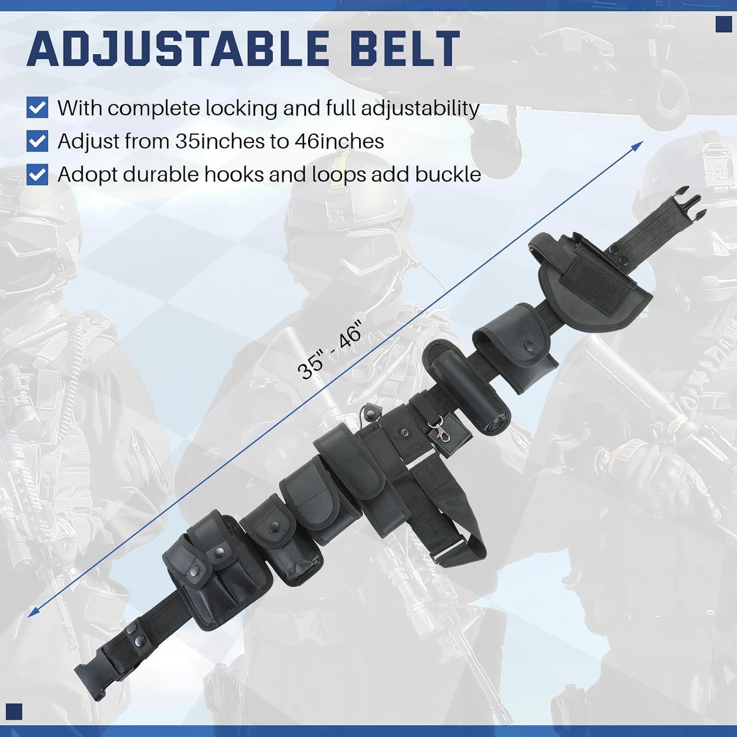 HOTDASBET 10 in 1 Police Tactical Belt Security Guard Belt Multifunctional Tactical Duty Belt Black Tactical Versatile Military Modular Equipment System Molded Duty Belt Set for Law Enforcement
