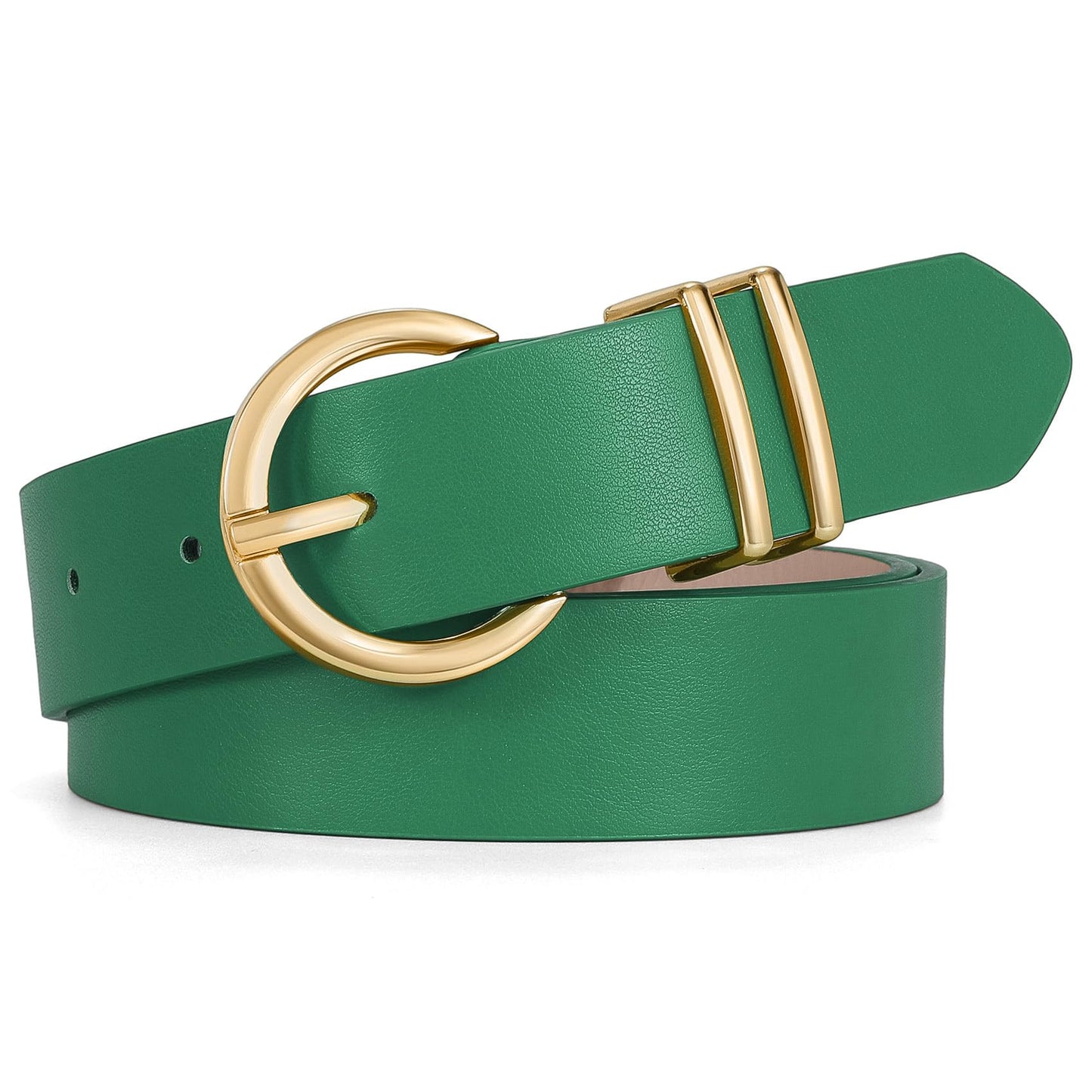 HOTWHIPPY Women Leather Belt Fashion Design belt Gold Buckle Ladies Belt for Jeans Pants Dresses