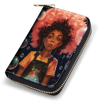 HOTCredit Card Holder Wallets for Women, RFID Blocking Small Leather Card Case Wallet with Zipper Accordion Wallets, Floral Quote Bible Verse Psalm 46:10