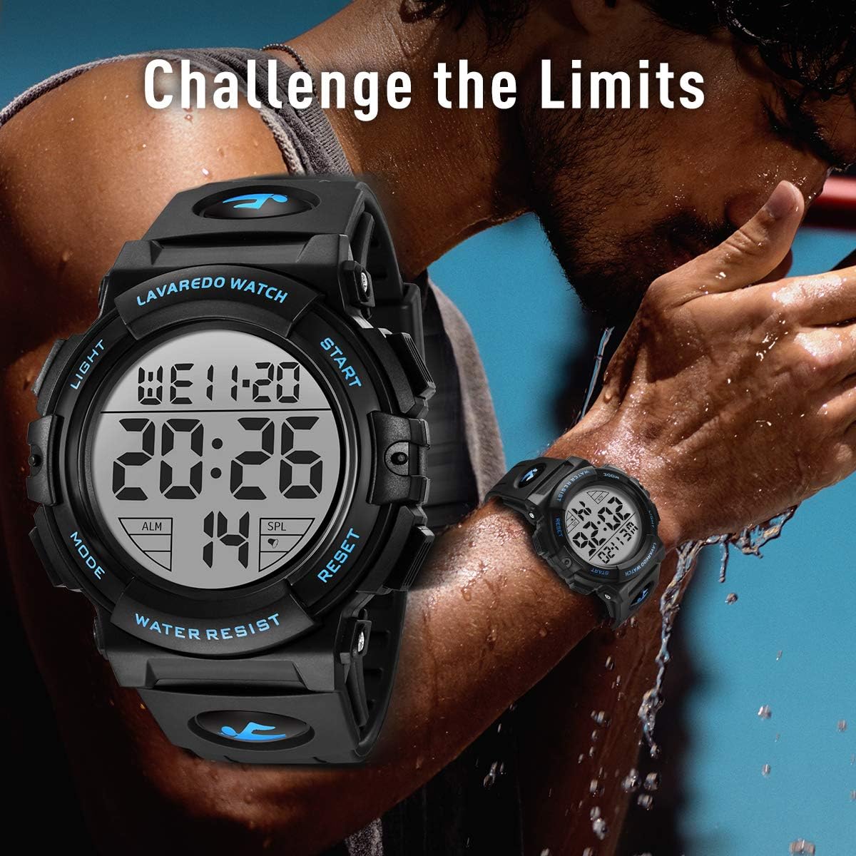 HOTL LAVAREDO Mens Digital Watch Sports Military Watches Waterproof Outdoor Chronograph Wrist Watches for Men with LED Back Ligh/Alarm/Date