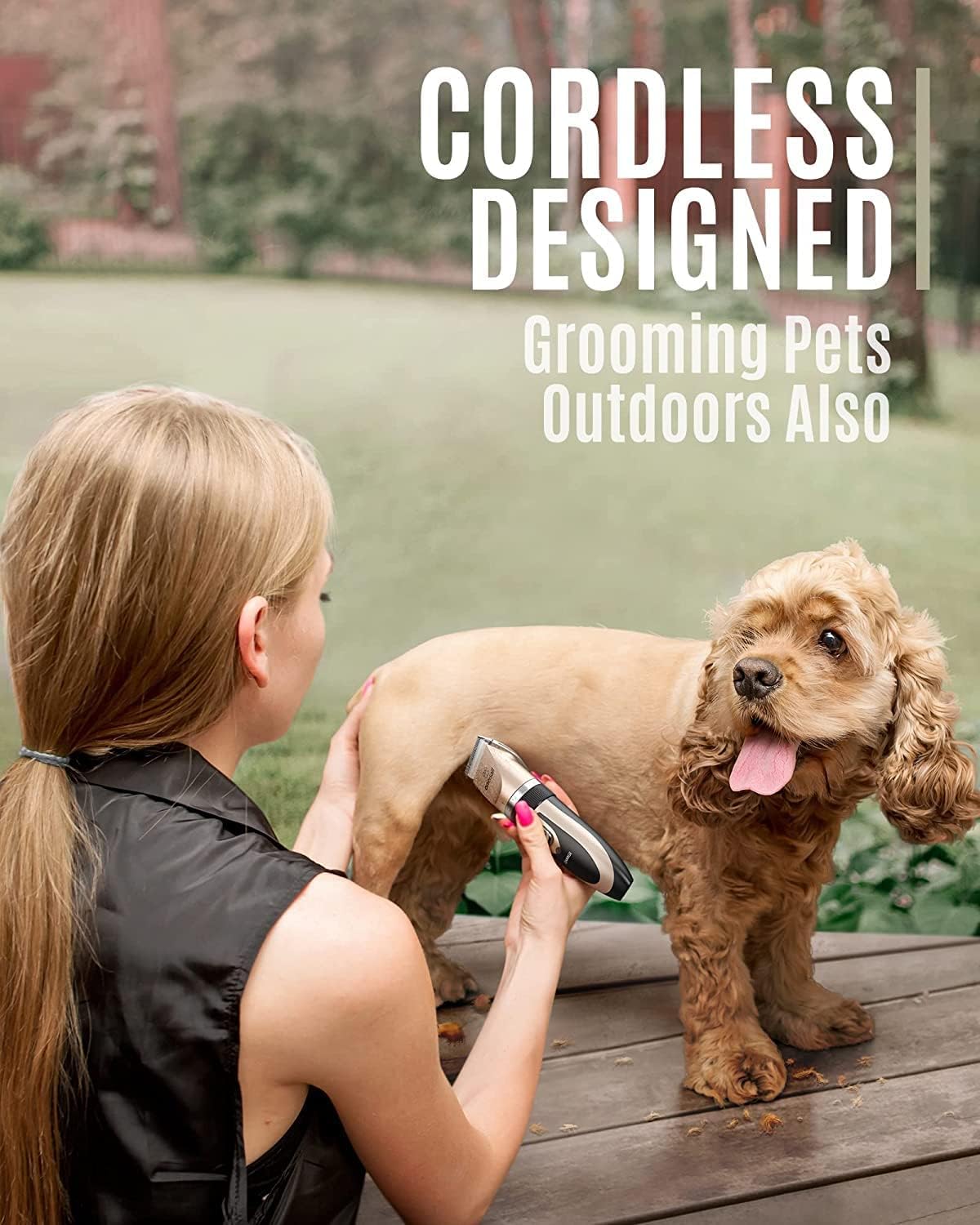 HOToneisall Dog Clippers Grooming Kit for Dogs Cats Pets | Low Noise, Rechargeable Cordless, Long Battery Life, Simple for Beginners, 6 Guide Combs, Removable & Rinsable Blade