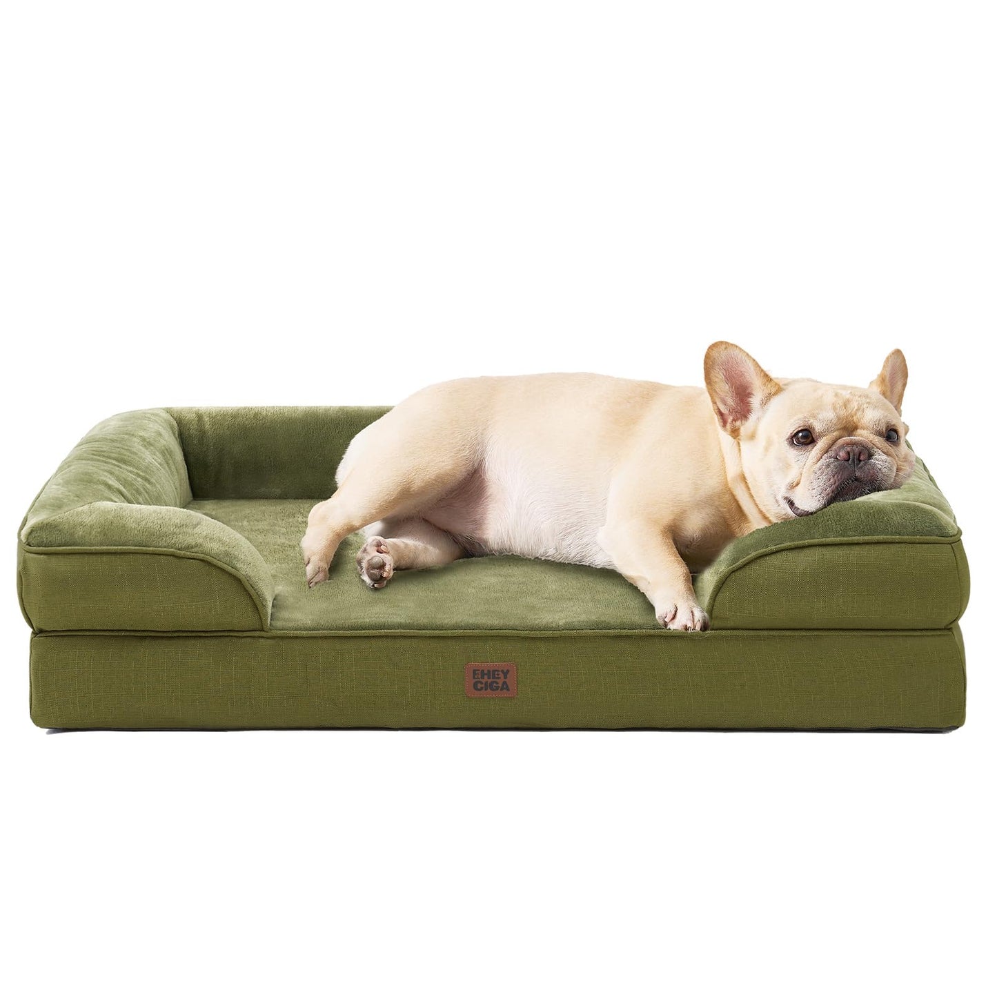 HOTEHEYCIGA Orthopedic Dog Beds for Extra Large Dogs 44x32Inch, Polyurethane Foam XL Pet Bed with Sides, Non-Slip and Egg-Crate Foam Big Dog Couch Bed with Washable Removable Cover, Grey
