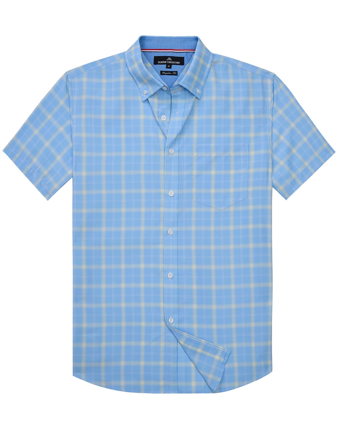 HOTAlimens & Gentle Plaid Mens Short Sleeve Button Down Shirts with Pocket | Lightweight,Button-Down Collar,Regular Fit,Excellent Colors,Breathable,Casual,Cotton Blend,Easy Care