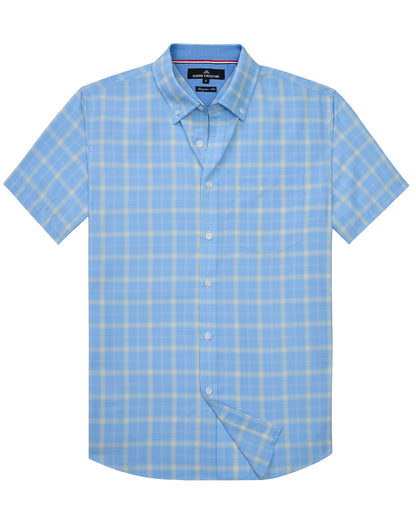 HOTAlimens & Gentle Plaid Mens Short Sleeve Button Down Shirts with Pocket | Lightweight,Button-Down Collar,Regular Fit,Excellent Colors,Breathable,Casual,Cotton Blend,Easy Care