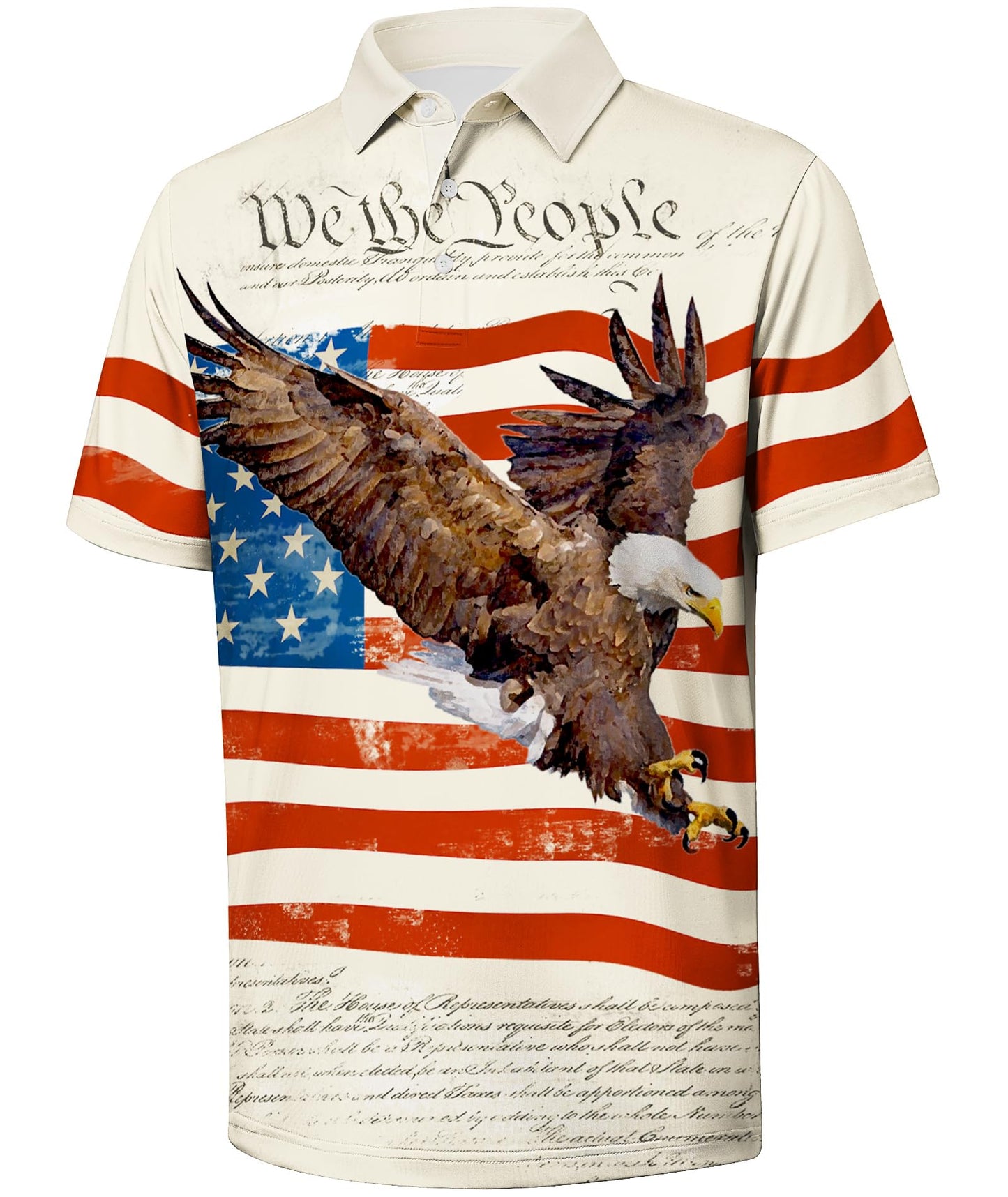 HOTV VALANCH Mens American Falg Polo Shirts Short Sleeve Performance Patriotic Shirt Funny Golf Shirt