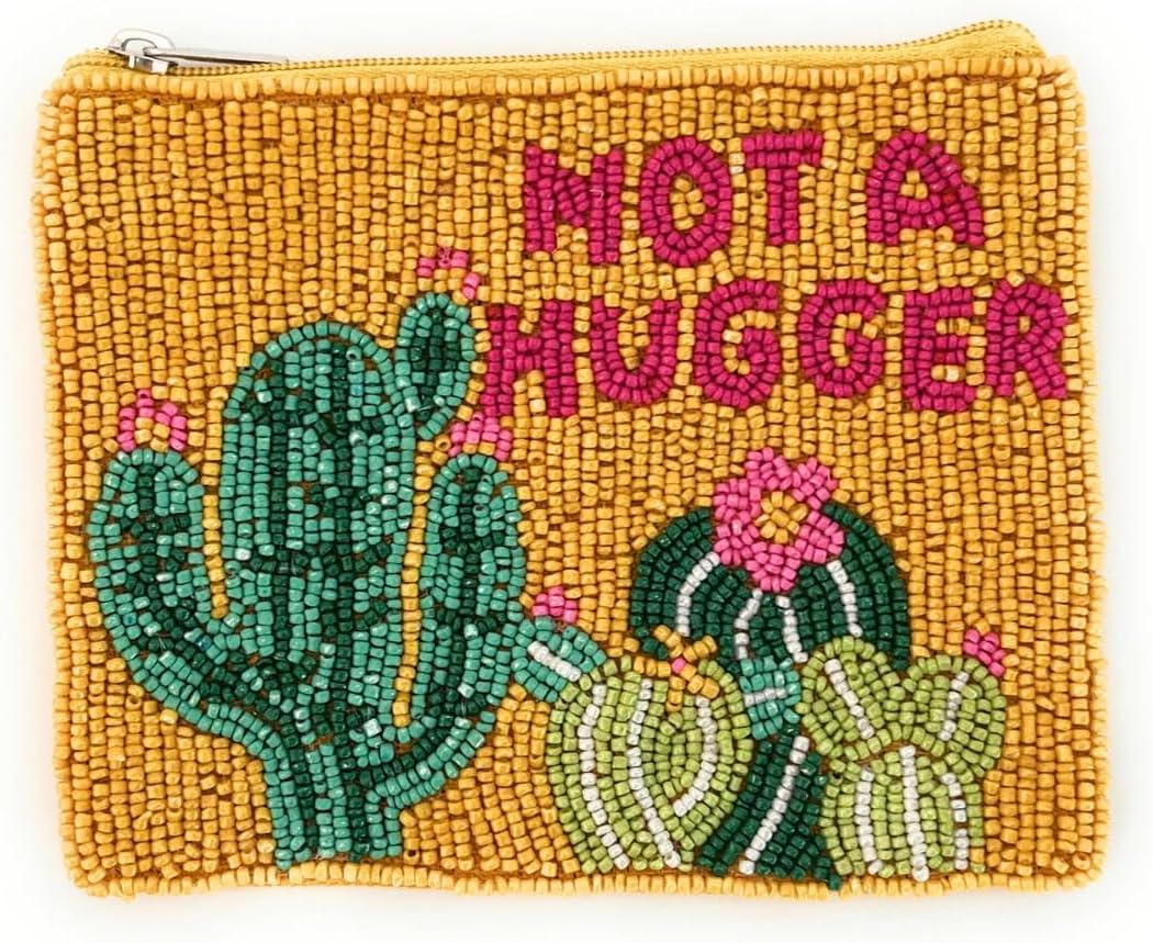 HOTNot A Hugger Beaded Coin Purse, Beaded Coin Pouch, Small Wallets for Her, Birthday Gifts, Small Pouch, Gift Card Pouch